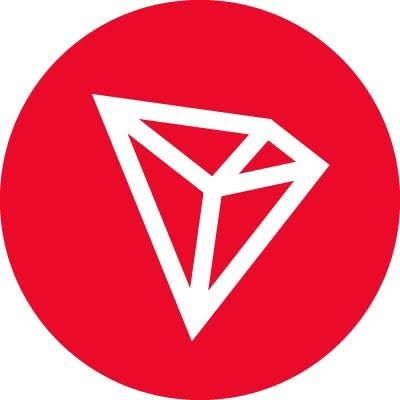 The image shows the TRON cryptocurrency logo—a white geometric diamond shape inside a red circle—which corresponds to the TRON Q2 2026 network activity data highlighted in the post, including 1.1 billion on-chain transactions, 12% quarter-over-quarter growth, and 16.4 million active addresses.