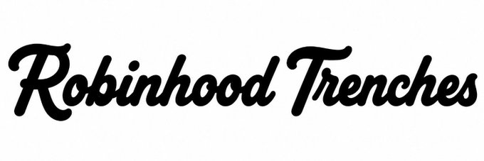The image displays "Robinhood Trenches" in a bold, stylized cursive font.

This image serves as a branding header or watermark for the "Robinhood Trenches" post, which is promoting the $RBT token on Robinhood Chain.