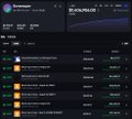 A dark-themed cryptocurrency ranking list displayed on a screen, with green and red percentage indicators.