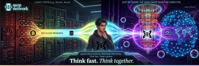The image features a man standing in front of a computer screen, with a banner above him that says "Think fast. Think together." The background of the image shows a computer server room filled with servers and data centers, indicating that the image is related to the world of technology or computing.