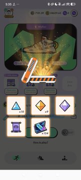 A mobile game screenshot showing a level layout with a bulldozer vehicle, gems (numbers, etc.), and triangles and diamonds with values like 'x10' and 'x9' on a blue interface.