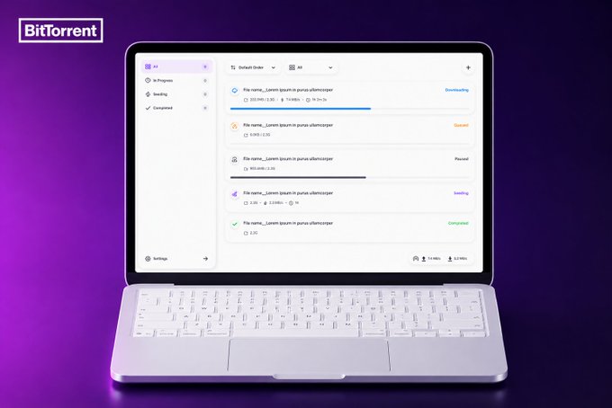 The image shows a laptop screen displaying a web browser window with a message that reads "bit Torrent Neo". The background of the image is purple, which contrasts with the white laptop screen. The text "bit Torrent" appears multiple times on the screen, indicating that the user might be interested in using BitTorrent for their online activities or entertainment purposes.

The post also mentions two people named "Mac 用户有福了！Bit Torrent Neo 正式登队专门针对 Mac 的系统架构进行了底层优化", which suggests that the user might be seeking advice or assistance related to their computer usage.