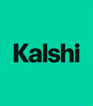 A simple teal/green square logo with the word 'Kalshi' in bold black sans-serif text.