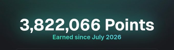 A dark green digital display showing '3,822,066 Points' in white text with 'Earned since July 2026' in teal below it.