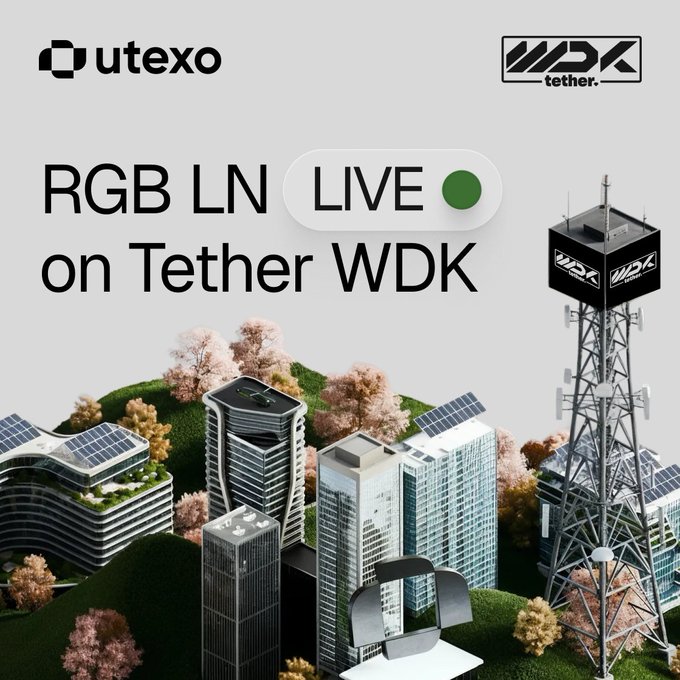 The image features an advertisement for a live streaming platform called "RGB Live" that uses satellite technology. The text on the image reads, "After shipping RGB onchain support, now it' s time for a new module: RGB LN." This suggests that the platform is in the process of launching or expanding its live streaming capabilities to include the use of satellite imagery.