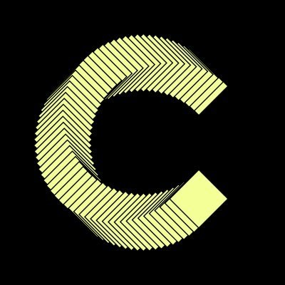 A stylized letter "C" rendered in pale yellow-green with diagonal hatching on a black background, representing the ticker symbol $CC for Canton Network mentioned in the staking announcement.