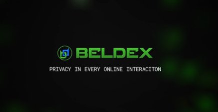 A logo screen for 'BELDEX' with the tagline 'PRIVACY IN EVERY ONLINE INTERACTION' displayed in green text on a black background.
