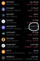 The image shows a phone screen displaying various cryptocurrency names, including "ETHAT", "ETHUSDT", and "ETHBLAT". The text "MONTH" can be seen as well. The focus of the image is on the word "MONTH" in the center, which appears to be related to the post about Bitcoin.