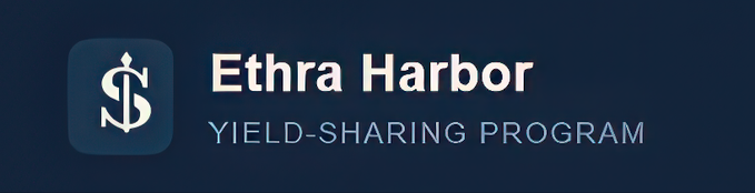 A banner for "Ethra Harbor Yield-Sharing Program" featuring the EthraShip logo, promoting the platform's 100% APR USDC deposit boost on Base as mentioned in the accompanying post.