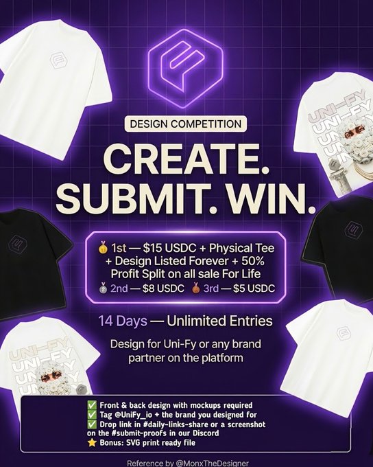 The image shows a poster for an upcoming competition where participants are required to submit their designs by a specific date, which is 6 days away. The poster features various t-shirts with different designs, including one that says "Design Competition" at the top. The design of the t-shirt includes a picture of a microphone and speaker. The text on the poster encourages people to participate in the competition and offers a prize for the winner.