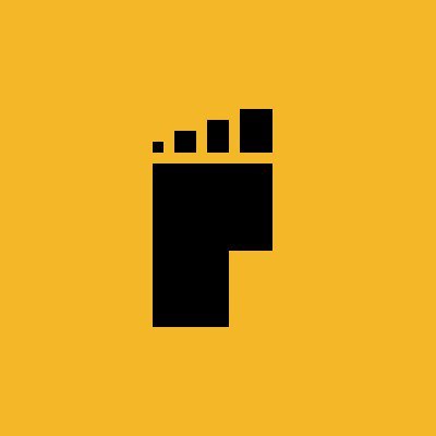 The image shows a black pixel-art footprint icon on a mustard-yellow background, with four toes arranged in ascending size from left to right.

This relates to the post by symbolizing "BITFOOTS," one of the NFT collections being applied for, through a simple footprint logo on a yellow background reminiscent of Bitcoin's signature color.