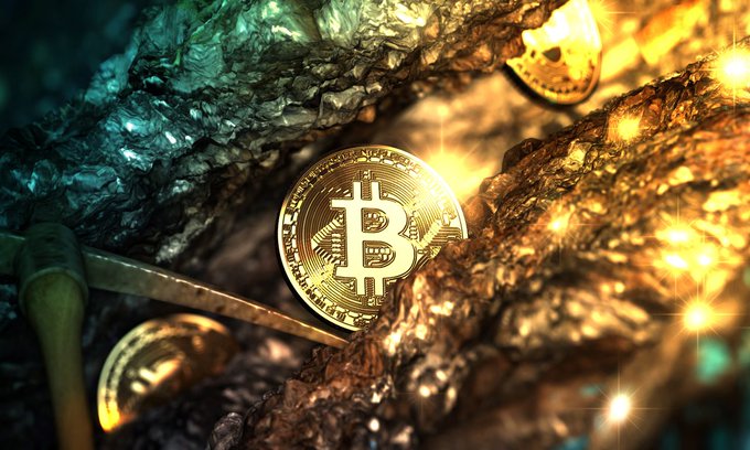 A golden Bitcoin coin rests among glittering mineral ore alongside a pickaxe, symbolizing the mining of cryptocurrency and other precious resources.

The image visually evokes Bitcoin mining, tying directly to MARA Holdings and CleanSpark—companies that originally focused on crypto mining before pivoting toward AI infrastructure, as referenced in the post.