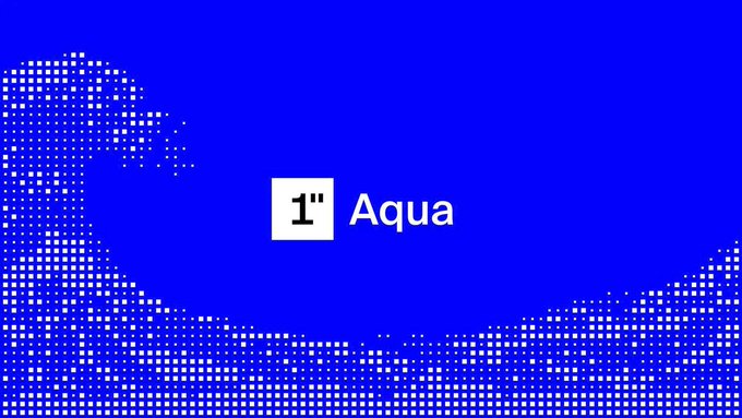 A blue graphic with a wave-like halftone pattern displays "1" Aqua," branding the new protocol. The image accompanies the announcement of 1inch's launch of Aqua, a cross-chain DeFi liquidity aggregator enabling providers to access multiple strategies through one wallet.