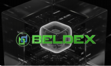 A digital graphic displays the logo 'BELDEX' in green text alongside a cube design on a dark background.