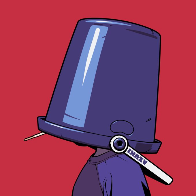 Illustration of a figure wearing a dark purple bucket on its head with a single eye and a wrench-like attachment labeled "ANALYZ" on a red background.