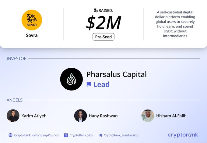 The image shows a white label with black text and logos for theSovra Waitlist, which is a live fintech platform where users can manage their money digitally. The label includes some numbers, specifically $2.0M, indicating that this feature or service might be available for free. Additionally, there are several names of individuals associated with the website and the platform, providing further context to the content displayed in the image.