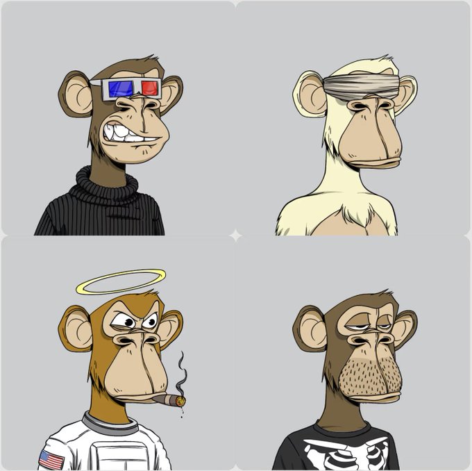 The image features four cartoon monkeys, each wearing unique clothing and accessories, against a gray background with some text. The text suggests that these monkey characters might be from a video game or animated series.