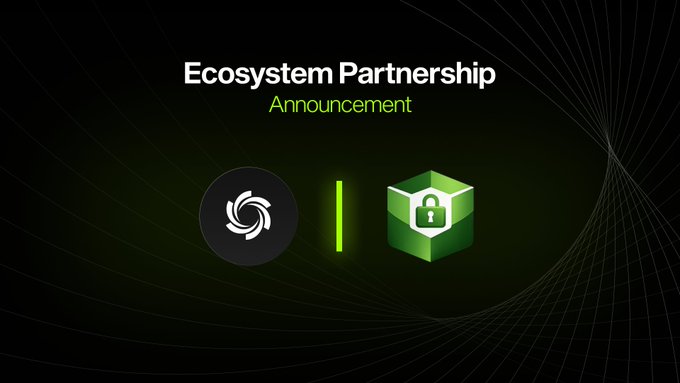 The image announces an “Ecosystem Partnership” between Ozak AI and SoloBox, featuring their logos separated by a green vertical line. It accompanies the post highlighting SoloBox’s role as a zero-knowledge vault for secure crypto self-custody and recovery planning.