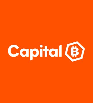 The image displays the "Capital B" logo on an orange background, featuring a stylized Bitcoin symbol integrated into the letter "B." It visually represents the post's announcement that Adam Back-backed Capital B has acquired 376 Bitcoin (worth €25.3 million) as part of growing treasury accumulation trends.