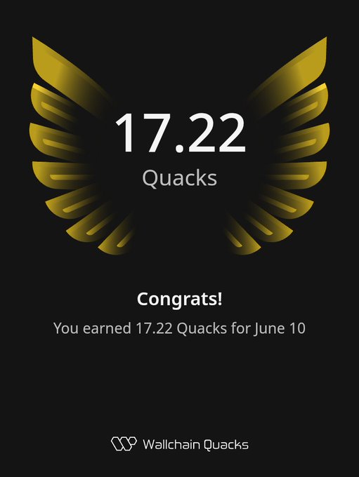 The image features an award for Quacks, which is a gold-colored trophy with wings printed on it. The text on the image reads "gQuack, good evening One thing I find interesting about @wallchain is how they're turning attention into something measurable". This means that the award has been given to someone named "@wallchain Quacks" for their contributions or achievements in a particular field.