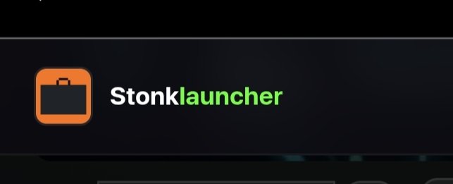The logo for 'Stonklauncher,' an application launcher, displayed with an orange briefcase icon on a dark background.