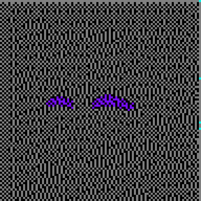 A static-filled, pixelated black-and-white image with fragmented purple text in the center that partially reads '... Itta...'.