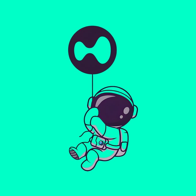 A digital illustration of an astronaut floating in space while holding onto an infinity symbol-shaped balloon against a bright turquoise background.