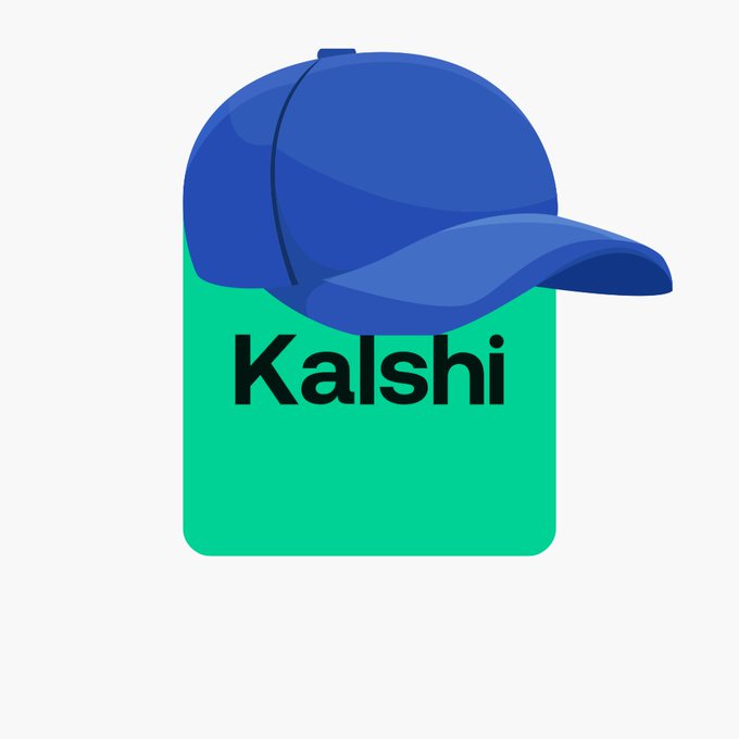 The image shows the Kalshi logo, featuring a blue baseball cap placed on a green background with the word "Kalshi" in bold black text. This relates to the post about Kalshi's brief and controversial FIFA World Cup 2026 partnership announcement, tying the prediction market platform's branding to the discussed promotional activity that was quickly retracted.
