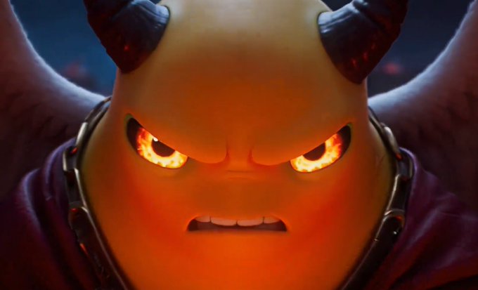 A fiery, demon-like creature with glowing orange eyes and clenched teeth stares menacingly at the viewer, its intense expression conveying rage and defiance. The image visually echoes the post's themes of resilience and power in the face of adversity, while the accompanying crypto ticker "DKxHTQCvDKUke1WpsHgbfueuRiTMqdzXrWeFHPvzpump" suggests the artwork promotes a memecoin project rooted in strength and community spirit.