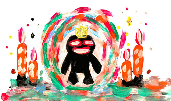 A colorful painted portal features a crowned black figure surrounded by swirling multicolor brushstrokes and flames. The shrinking-rewards sequence culminates in “100 Mythics,” tying into the live “Great Build & Burn Adventure” mint at **mint.iamcayden.xyz/#mint-bay**.