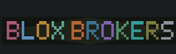 The image shows the "BLOX BROKERS" logo in colorful pixelated lettering against a dark background. This appears to be branding for the Blox Brokers project referenced in the post, which is promoting an NFT initiative with Bored Ape Yacht Club and Mutant Ape Yacht Club collections being featured on their whitelist.
