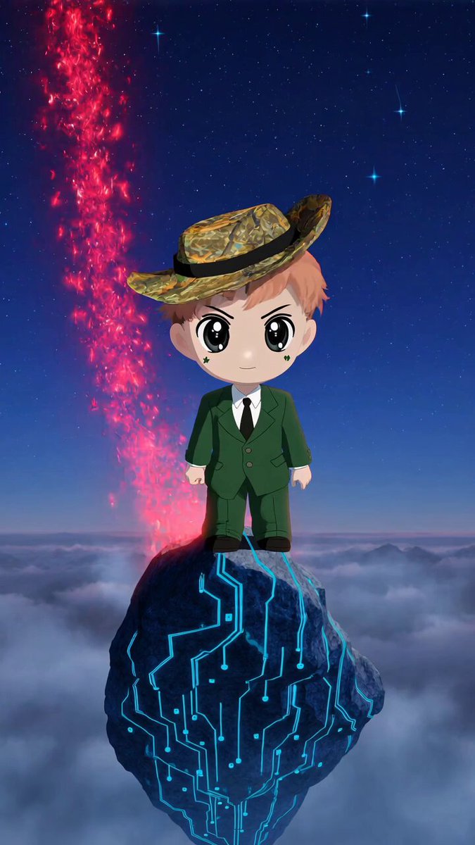 The image features a cartoon boy wearing a hat standing on top of a rock. The background shows a night sky with stars, giving the scene an otherworldly feel. The caption reads "the real alpha rarely shouts. @quipnetwork is currently one of the strongest examples of hidden alpha in the entire space. they’re not the loudest. they’re not trending daily. but if you pay attention, the progress is remarkably clean and consistent: - post-quantum vaults that". The image focuses on the boy's hat and his position atop a rock, with the night sky as the backdrop.