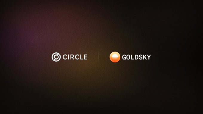 A dark gradient background featuring the logos for "CIRCLE" and "GOLDSKY" displayed side by side.
