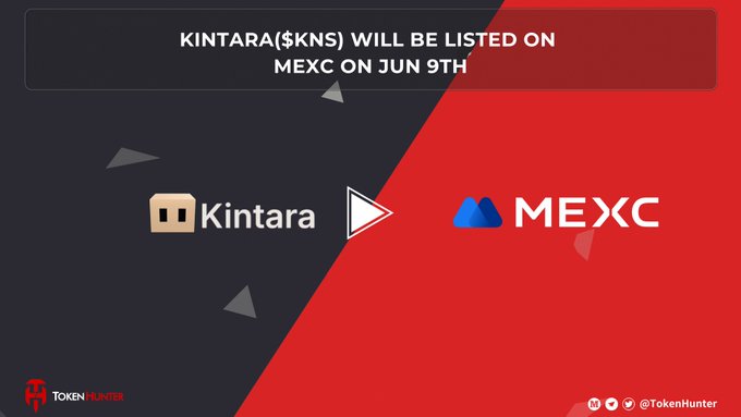The image features a promotional video for Kintara (KNS) and MEXC. The text at the top of the image reads "KINTARA $KNS will be listed on MEXC on JUN 9th". This indicates that Kintara is listing its $KNS account on MEXC, which is a major milestone for the Kintara community as it brings increased accessibility and liquidity to their exchange. The video also includes a link to the post where this information can be found.