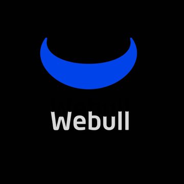 The image displays the Webull logo, featuring a stylized blue crescent shape above the "Webull" text in white on a black background. This branding relates to the news of Webull EU receiving MiCA approval, as the company prepares to expand its crypto trading and custody services across the European Union by the end of 2026.