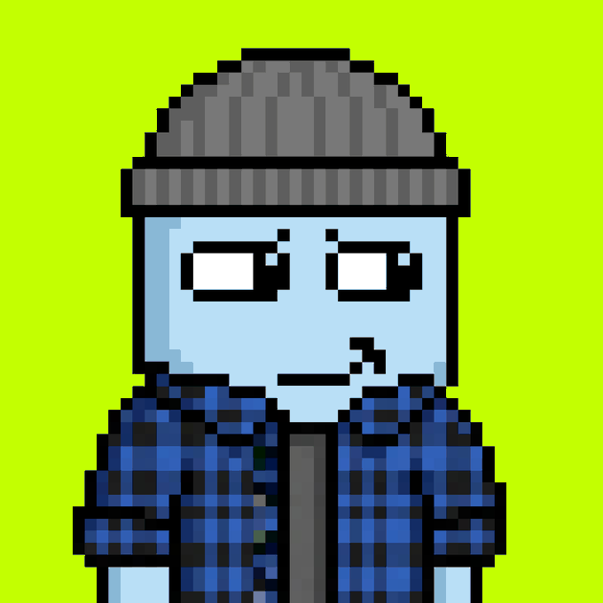 A pixel art character with a light blue face, blank white eyes, and a grey beanie wears a blue flannel shirt against a bright green background, matching the social media announcement about Marshies whitelist applications closing in 24 hours.