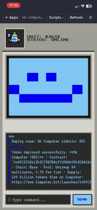 The image displays an old computer screen with a smiley face drawn on it, possibly from a game or cartoon character, accompanied by text that appears to be the code for a computer game or some other form of interactive content related to the computer. The post includes a link to an article and a description of the concept behind this program. Although the image does not directly relate to the given paragraph about deploying software onto a server, it captures the viewer's attention with its unique visual style and interesting subject matter.