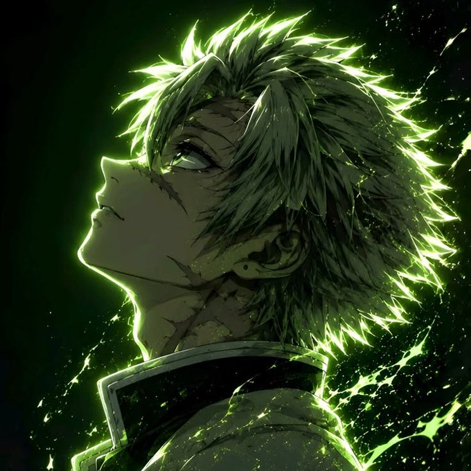 An anime-style illustration of a young man with spiky hair and a scarred face, illuminated by glowing green energy, gazing upward with a determined expression. The image's themes of resilience, intensity, and forward-looking focus visually echo the post's message about staying consistent and building strong, trust-based ecosystems in projects like @TheARCTERMINAL.