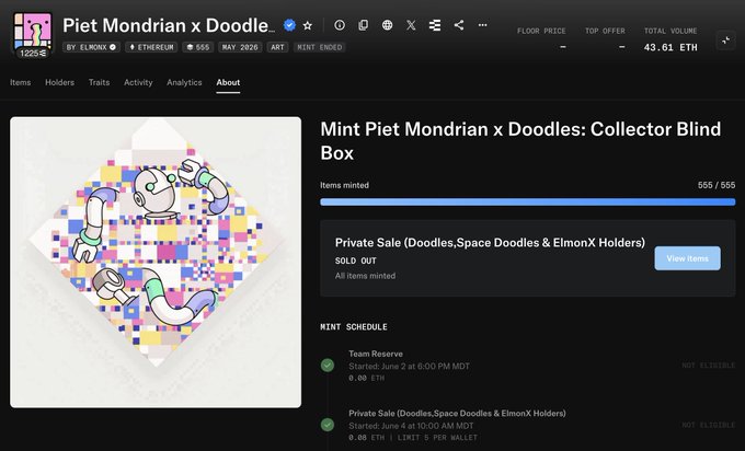 The image shows an advertisement for the album Mint Piot Mondrian, which features a colorful and vibrant design with several cartoon characters. It also displays the album's title "Mints Piot Mondrian", the artist who wrote it, and other details. On top of this information is a link to the album in a separate tab, indicating that it is for sale on a platform like mp3bay or iTunes Store. The post mentions that people appreciate mints as much as they thought it would be and includes a quote from the artist, expressing their satisfaction with the response to the album.