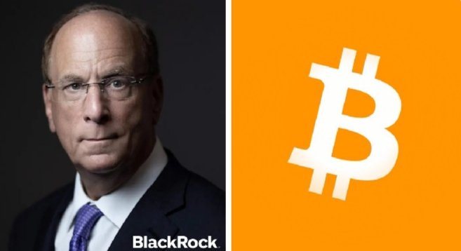 An infographic showing an image of a man wearing glasses and a suit next to a logo for Bitcoin with a price tag at $700,000. The text reads "BLACKROCK CEO LARRY FINK: No one should be surprised if Bitcoin reaches $700,000. As institutional adoption accelerates and Bitcoin gains recognition as a global store of value, long-term upside continues to attract attention."