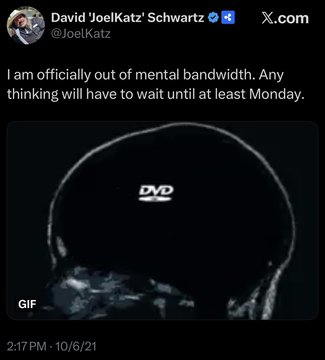The image features a brain scan of someone's head with a DVD case placed over their forehead. The caption below the image reads "Don't think, just hold your XRP until Monday 10/6 6/1".