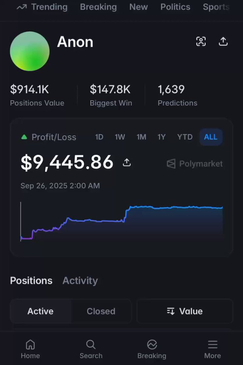The image shows a smartphone screen displaying various details about a wallet, including its status, price history, positions, active users, and a graph with real-time predictions for the day. The phone's home screen offers options like "Home", "About", "Pocket", "Close", "Pending", "Ways to invest", "Active", "Quotations", "Breakfast", "Current Time", "Current Price", "Predictions", and "Prediction". 

The main focus of the image is a green message box in the top left corner, displaying information about an Anonymous wallet. The text on the screen reads: "$71,653 net profit in one day 2,260 predictions made with a 46% win rate One of the Anon wallets. He still keeps printing stats I think he definitely uses Pyth Network for fast data analysis on markets Wallet: 0xf705fa045201391d963b7f3cde06a5e24453ca7". This message indicates that the wallet is actively tracking market trends and generating statistics, possibly related to cryptocurrency or a similar digital currency.