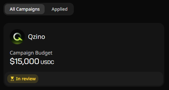 The image shows a screenshot of a social media platform, possibly Instagram or Twitter, with a post that reads "New Campaign live on Wallchain I decided to put in $100 for 4 posts. wish me luck". The post has been applied to this campaign, and it is currently active.