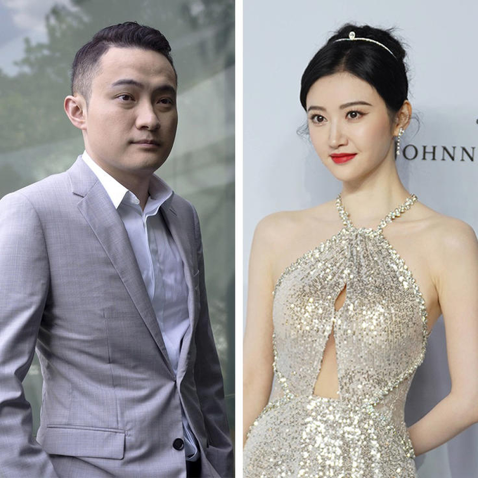 A side-by-side photo of a man in a gray suit on the left and a woman in a sparkly silver halter gown on the right.