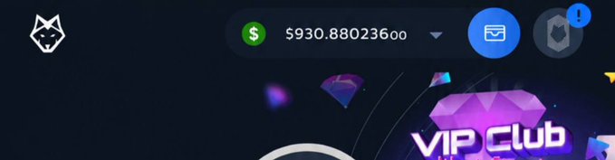 A screenshot of a digital wallet interface showing a balance of $930.88023600, with a 'VIP Club' promotional graphic displayed below.