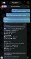 A low-quality screenshot of a chat application displaying a list of conversations in Korean on a dark theme.