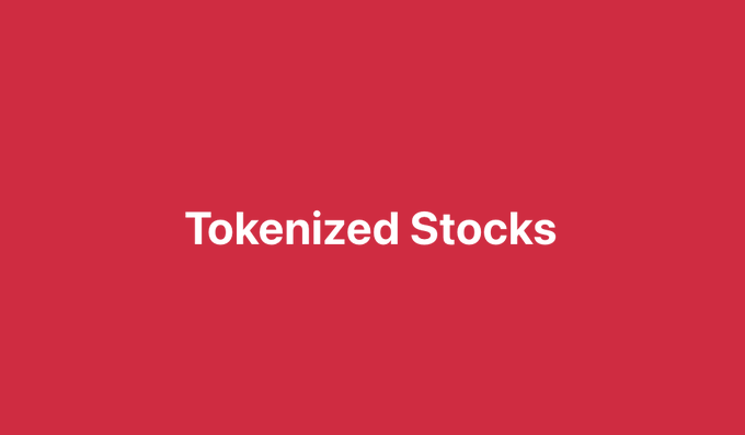 A red background image with the text 'Tokenized Stocks' in white letters centered on the screen.