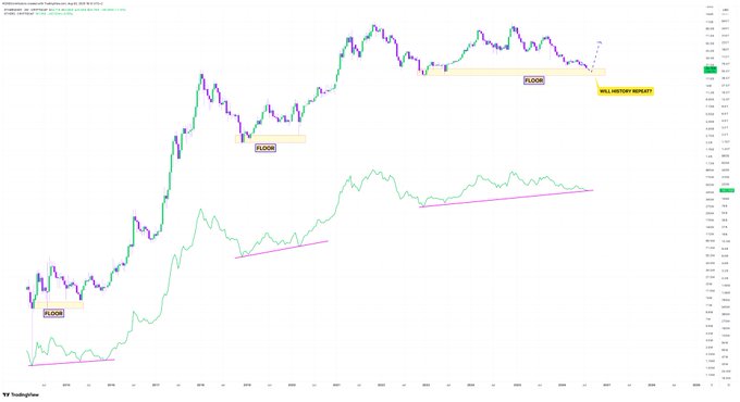 A financial chart from TradingView showing a "BULLISH REVERSAL" and several "FLOOR" zones.