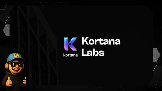 A promotional banner for 'Kortana Labs' featuring their purple gradient 'K' logo alongside a cartoon monkey mascot wearing a cap and sunglasses, giving a thumbs up against a dark background.