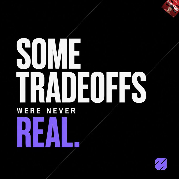Black promotional graphic with bold white and purple text reading 'SOME TRADEOFFS WERE NEVER REAL.' featuring a small Rampify Daily badge in the corner.